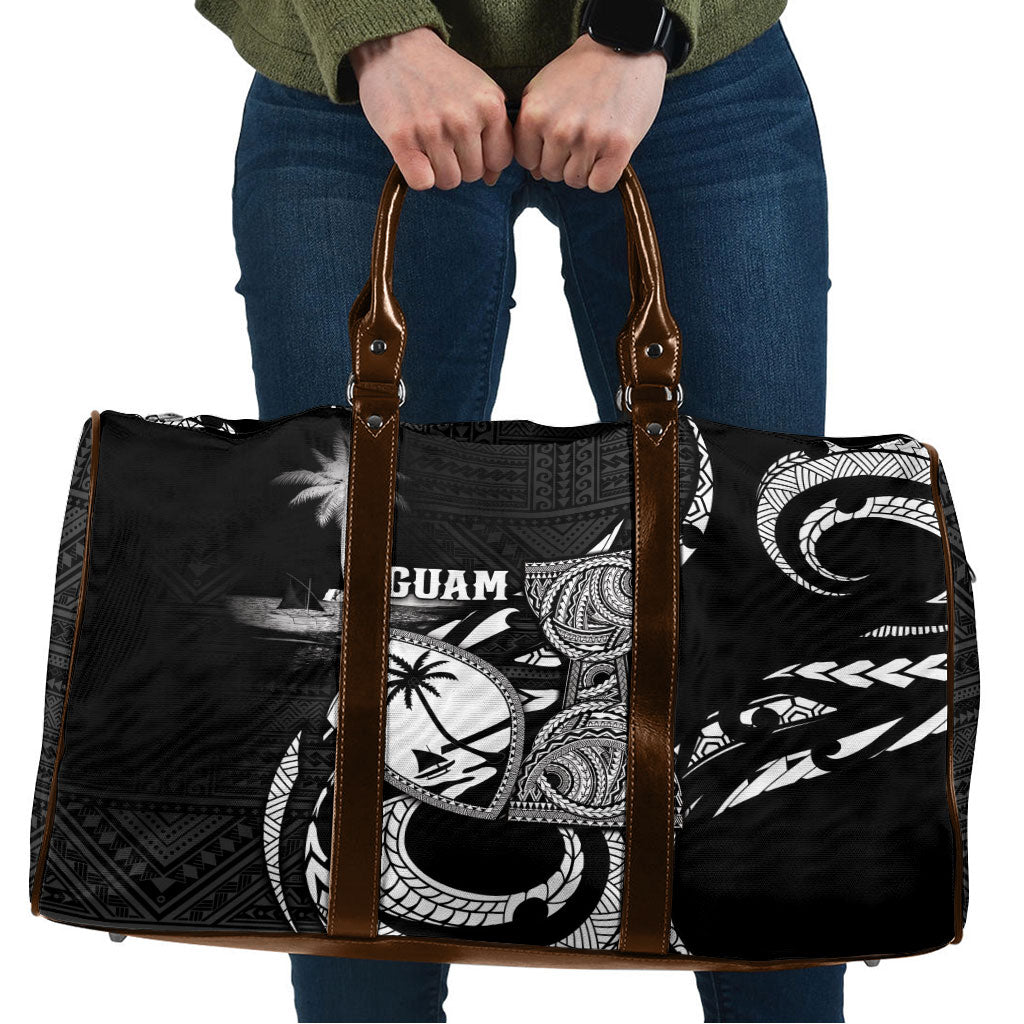 Guam Liberation Day Travel Bag Black White Latte Stone Tribal Patterns DT05 Black - Polynesian Pride