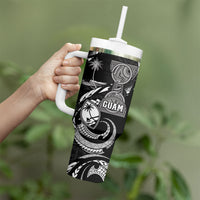Personalised Guam Liberation Day Tumbler With Handle Black White Latte Stone Tribal Patterns