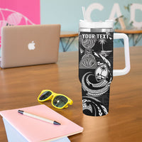 Personalised Guam Liberation Day Tumbler With Handle Black White Latte Stone Tribal Patterns