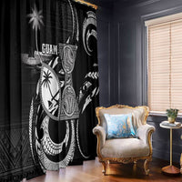 Guam Liberation Day Window Curtain Black White Latte Stone Tribal Patterns
