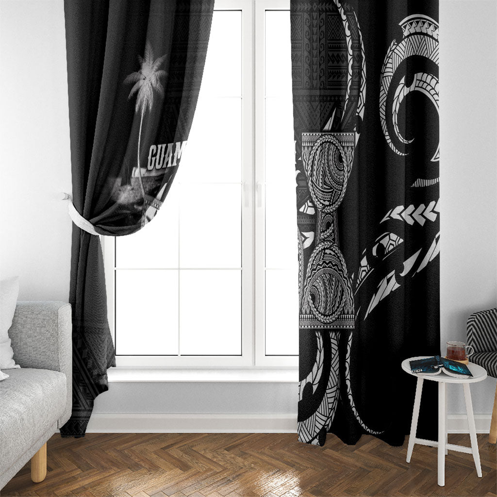 Guam Liberation Day Window Curtain Black White Latte Stone Tribal Patterns