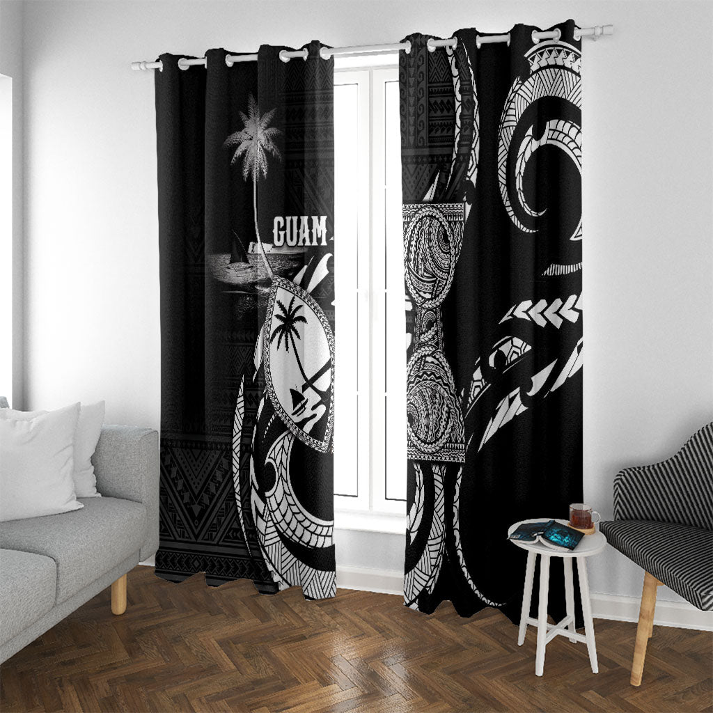 Guam Liberation Day Window Curtain Black White Latte Stone Tribal Patterns