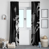 Guam Liberation Day Window Curtain Black White Latte Stone Tribal Patterns