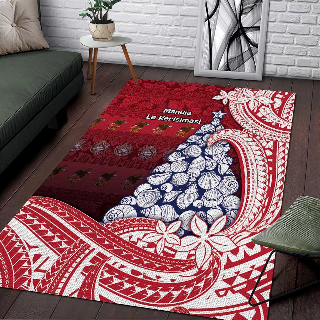 American Samoa Christmas Area Rug Seashell Xmas Tree Tribal Waves - Polynesian Pride