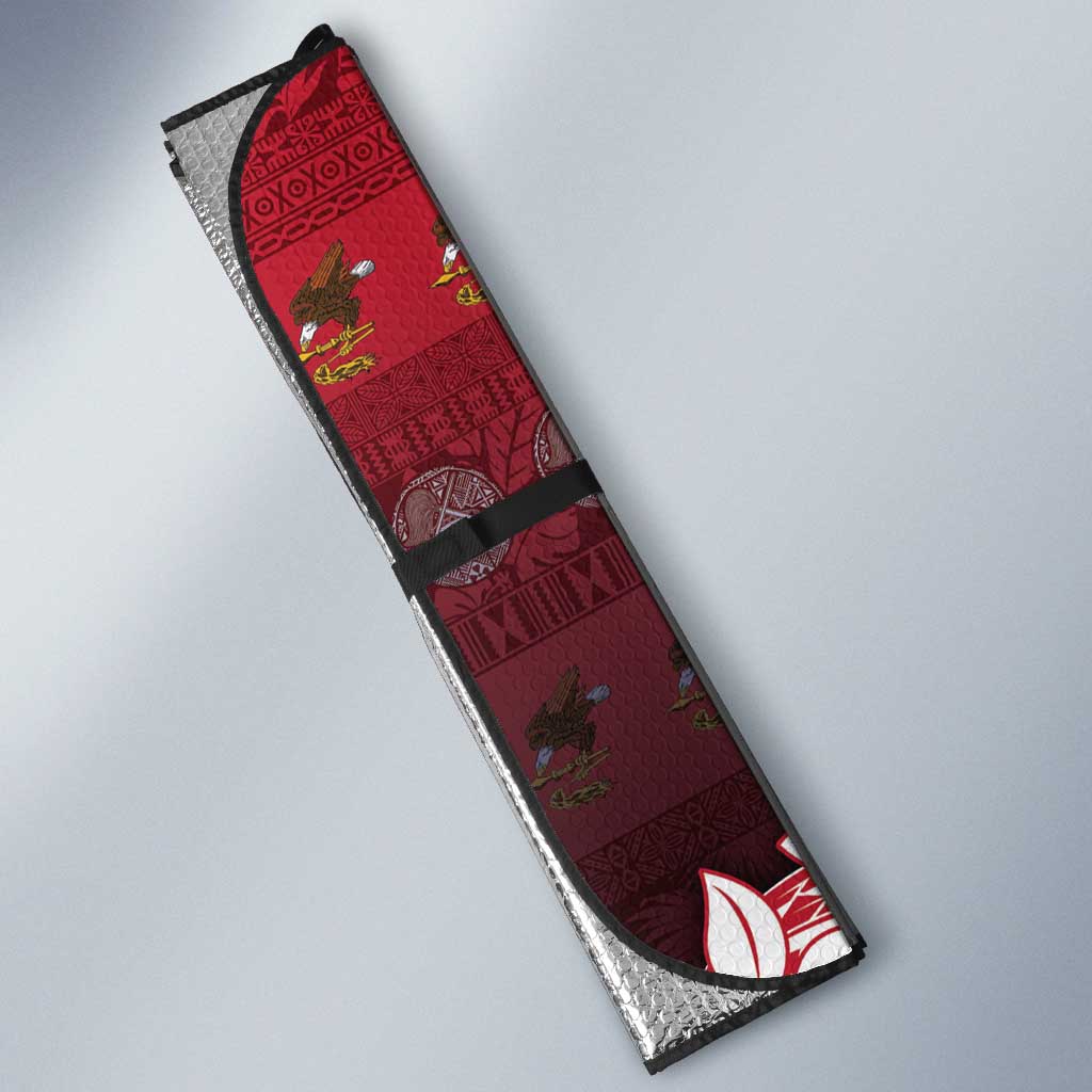 American Samoa Christmas Auto Sun Shade Seashell Xmas Tree Tribal Waves - Polynesian Pride