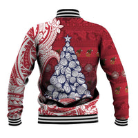 American Samoa Christmas Baseball Jacket Seashell Xmas Tree Tribal Waves DT05 - Polynesian Pride
