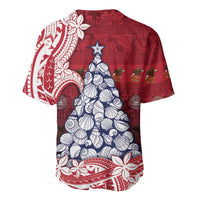 American Samoa Christmas Baseball Jersey Seashell Xmas Tree Tribal Waves DT05 - Polynesian Pride