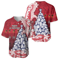 American Samoa Christmas Baseball Jersey Seashell Xmas Tree Tribal Waves DT05 - Polynesian Pride