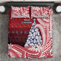 American Samoa Christmas Bedding Set Seashell Xmas Tree Tribal Waves DT05 Red - Polynesian Pride