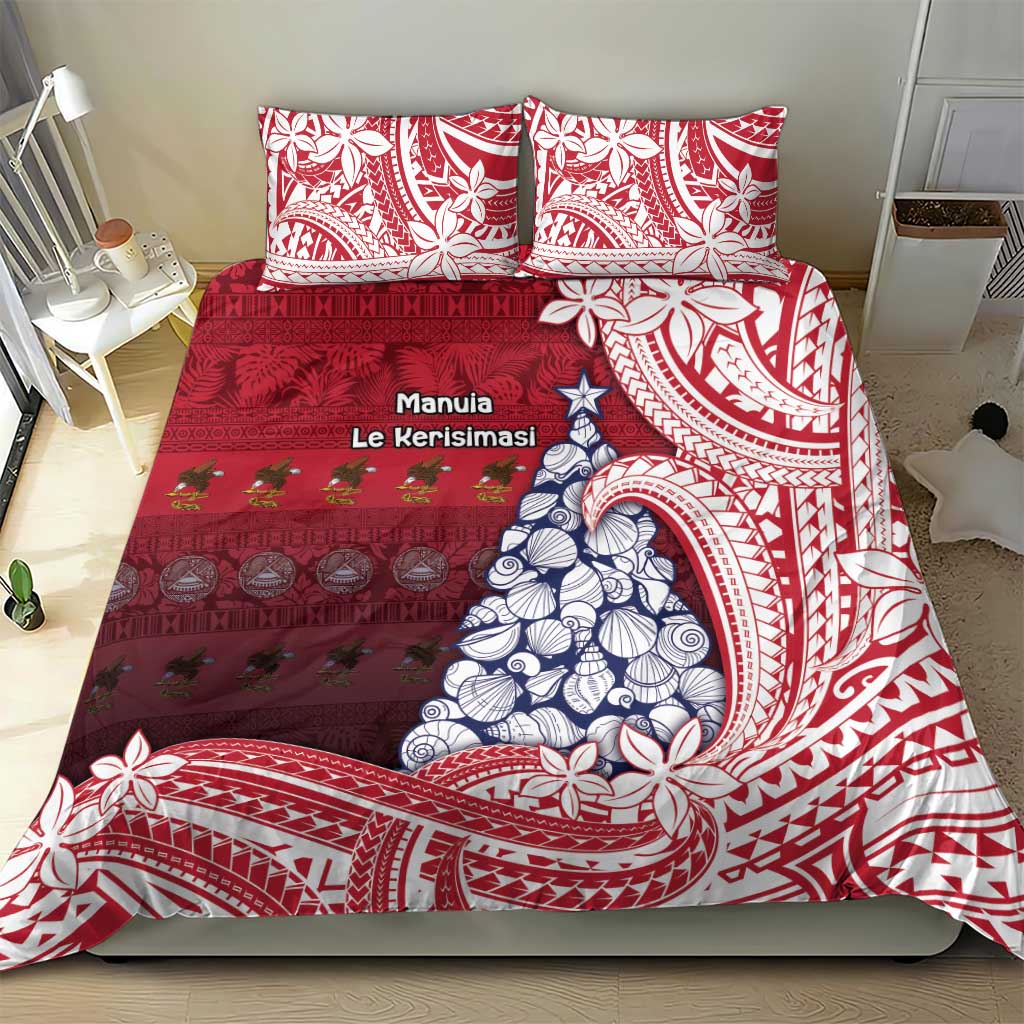 American Samoa Christmas Bedding Set Seashell Xmas Tree Tribal Waves DT05 - Polynesian Pride