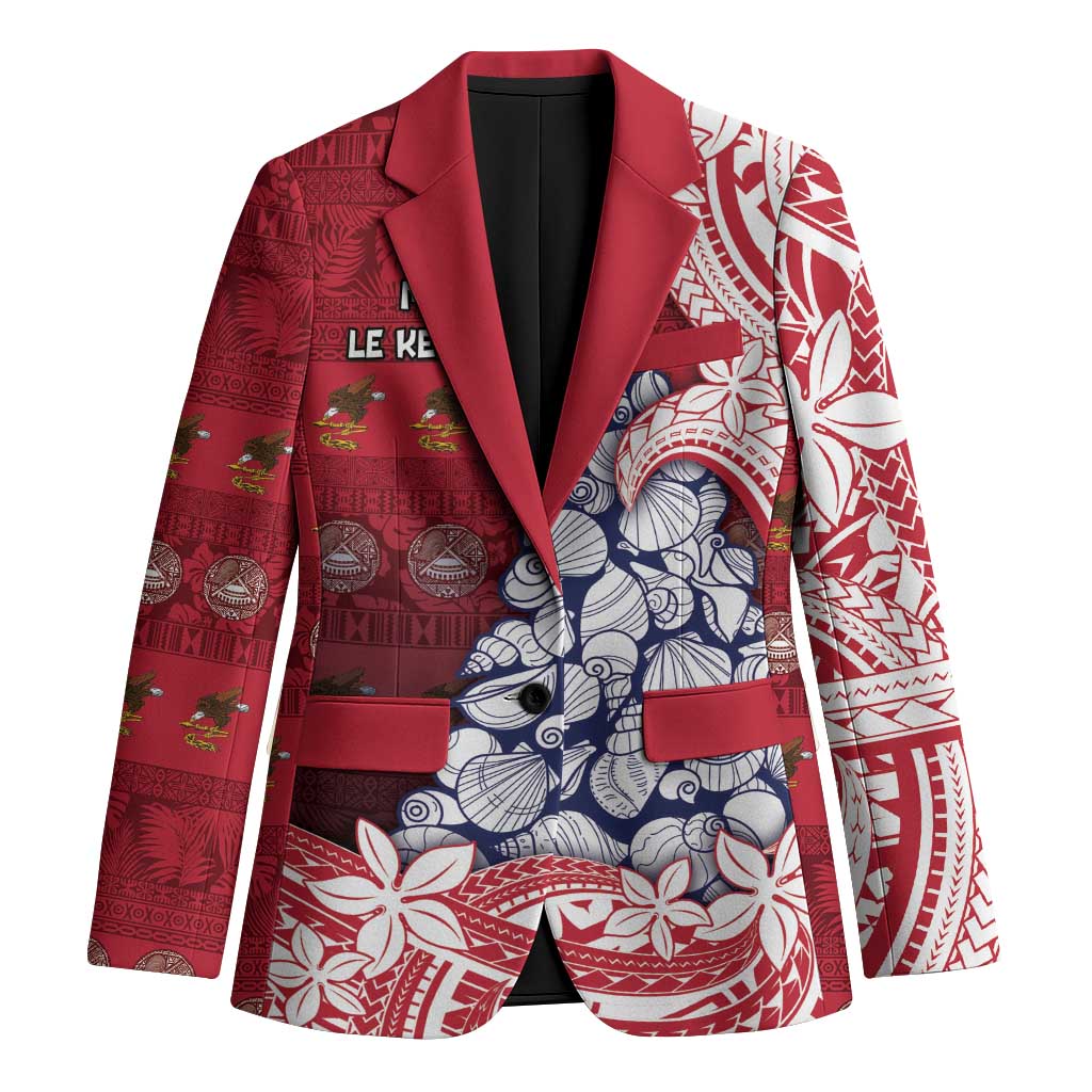 American Samoa Christmas Blazer Seashell Xmas Tree Tribal Waves DT05 Unisex Red - Polynesian Pride