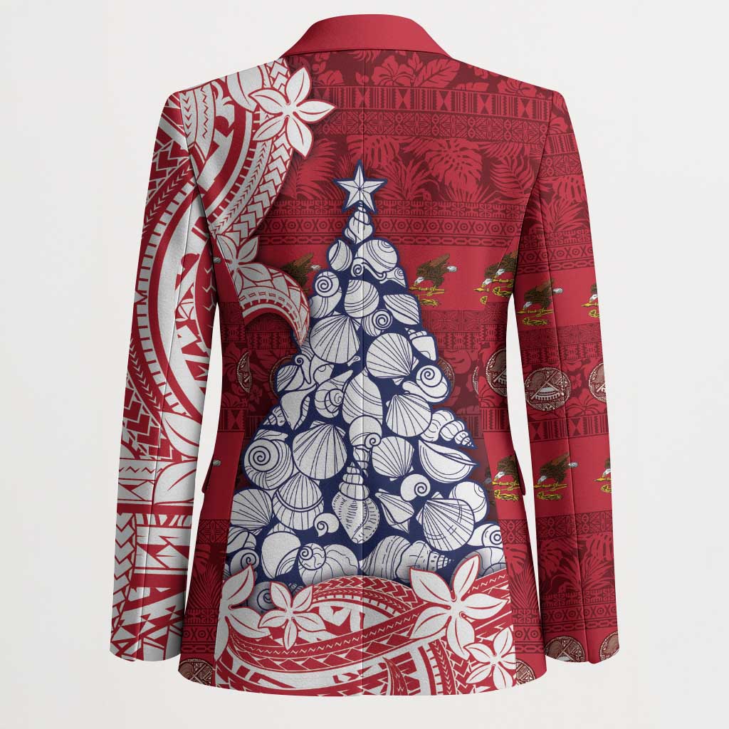 American Samoa Christmas Blazer Seashell Xmas Tree Tribal Waves DT05 - Polynesian Pride