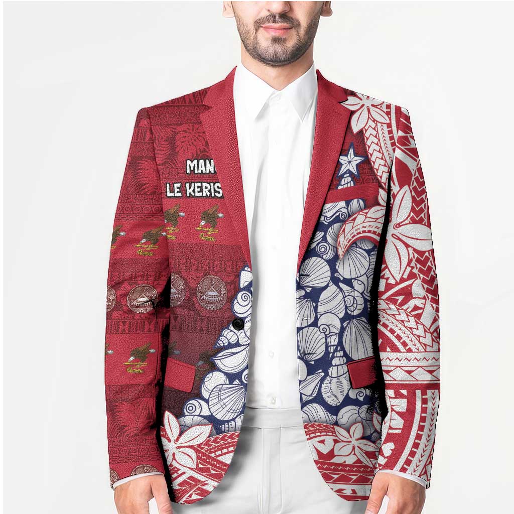 American Samoa Christmas Blazer Seashell Xmas Tree Tribal Waves DT05 - Polynesian Pride