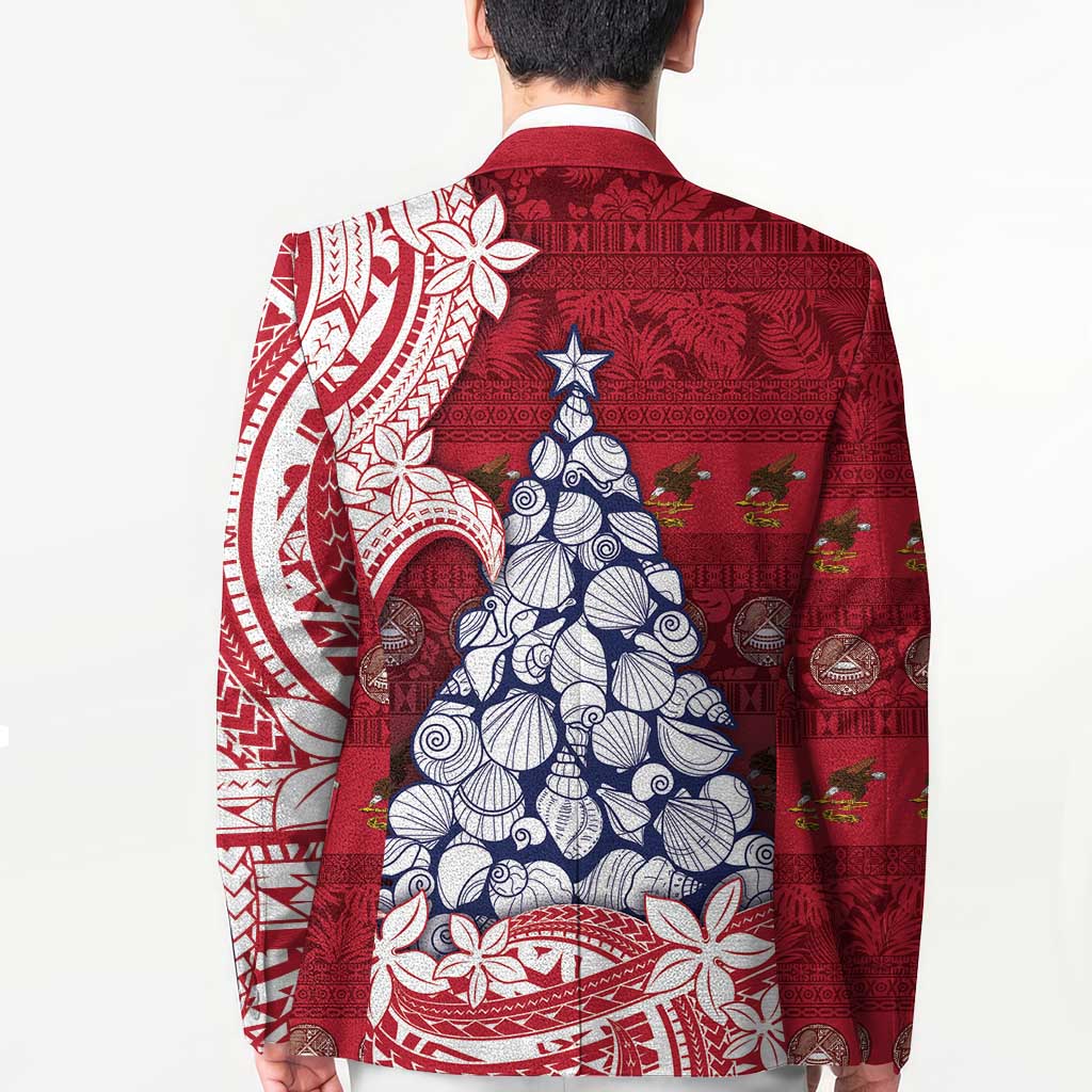 American Samoa Christmas Blazer Seashell Xmas Tree Tribal Waves DT05 - Polynesian Pride