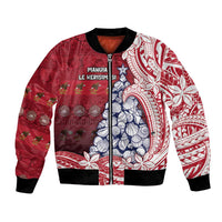 American Samoa Christmas Bomber Jacket Seashell Xmas Tree Tribal Waves DT05 Unisex Red - Polynesian Pride