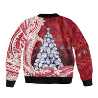 American Samoa Christmas Bomber Jacket Seashell Xmas Tree Tribal Waves DT05 - Polynesian Pride