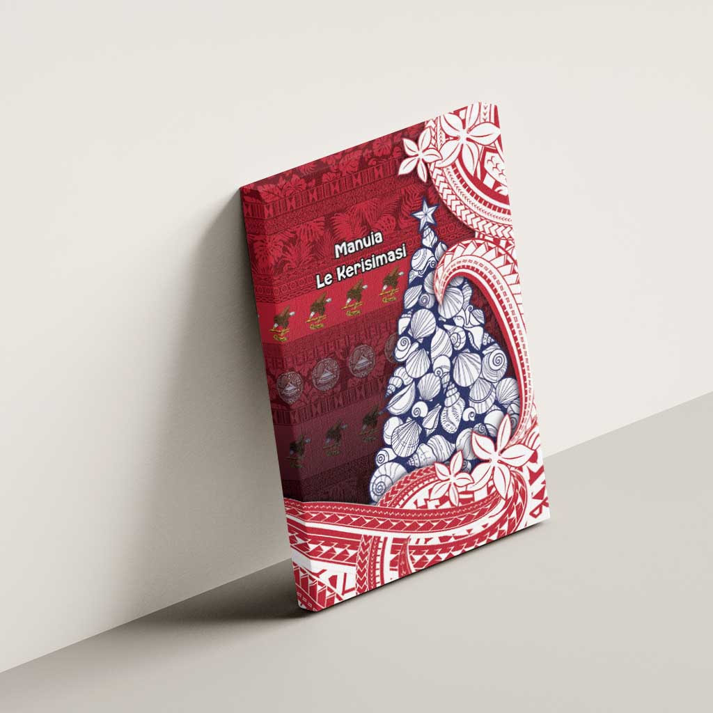 American Samoa Christmas Canvas Wall Art Seashell Xmas Tree Tribal Waves - Polynesian Pride