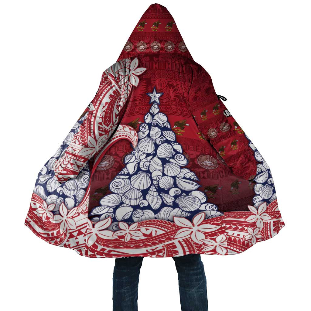 American Samoa Christmas Cloak Seashell Xmas Tree Tribal Waves - Polynesian Pride