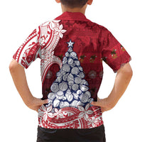 American Samoa Christmas Family Matching Puletasi and Hawaiian Shirt Seashell Xmas Tree Tribal Waves DT05 - Polynesian Pride