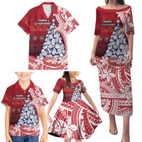 American Samoa Christmas Family Matching Puletasi and Hawaiian Shirt Seashell Xmas Tree Tribal Waves DT05 - Polynesian Pride