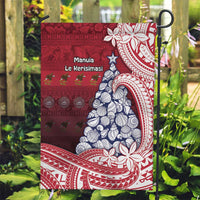 American Samoa Christmas Garden Flag Seashell Xmas Tree Tribal Waves - Polynesian Pride