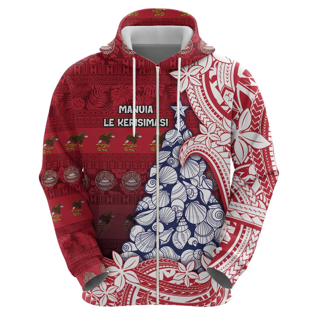 American Samoa Christmas Hoodie Seashell Xmas Tree Tribal Waves - Polynesian Pride