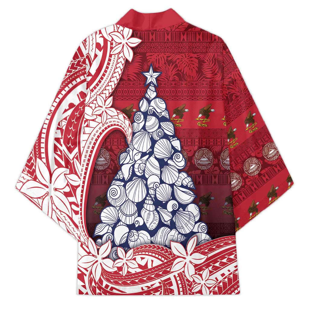 American Samoa Christmas Kimono Seashell Xmas Tree Tribal Waves - Polynesian Pride