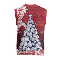 American Samoa Christmas Knitted V-Neck Vest Seashell Xmas Tree And Waves Patterns DT05 - Polynesian Pride