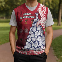 American Samoa Christmas Knitted V-Neck Vest Seashell Xmas Tree And Waves Patterns DT05 - Polynesian Pride