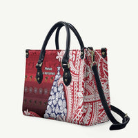 American Samoa Christmas Leather Bag Seashell Xmas Tree Tribal Waves - Polynesian Pride