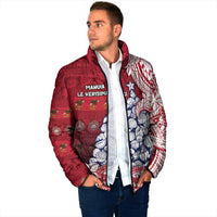 American Samoa Christmas Padded Jacket Seashell Xmas Tree Tribal Waves DT05 - Polynesian Pride