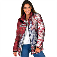 American Samoa Christmas Padded Jacket Seashell Xmas Tree Tribal Waves DT05 Women Red - Polynesian Pride