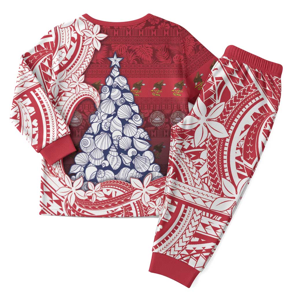 American Samoa Christmas Pajama Set Seashell Xmas Tree And Waves Patterns DT05 - Polynesian Pride