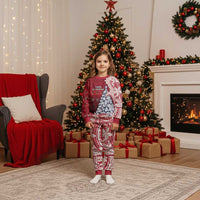American Samoa Christmas Pajama Set Seashell Xmas Tree And Waves Patterns DT05 Kid Red - Polynesian Pride