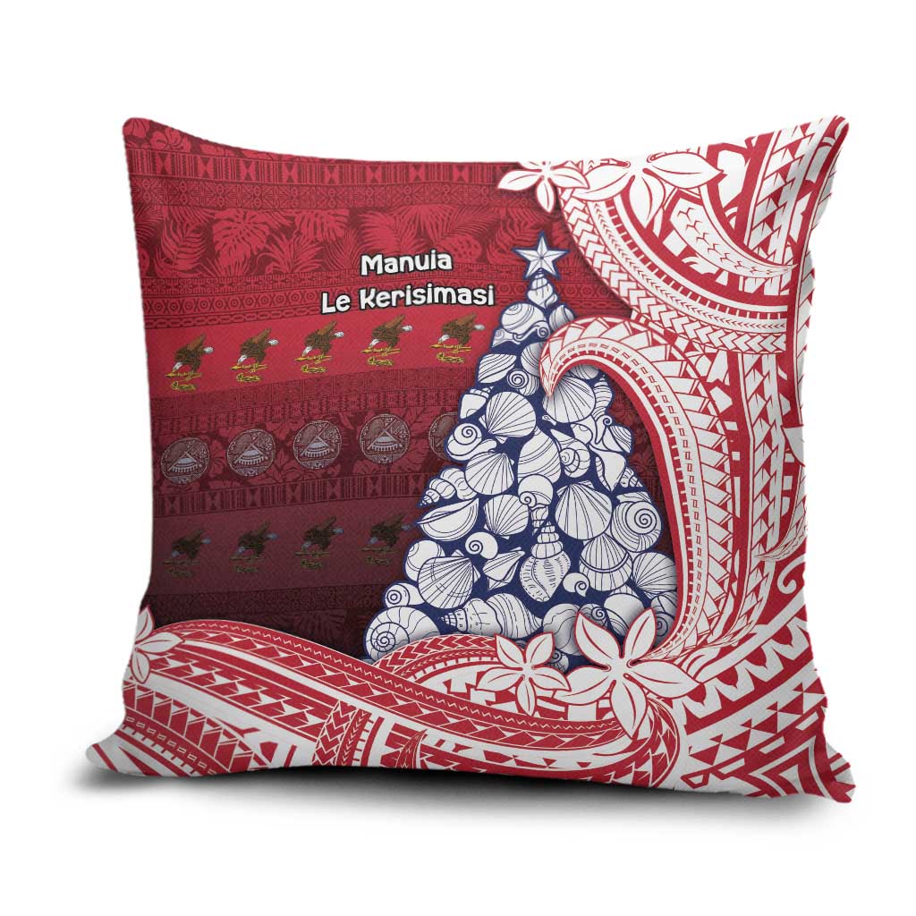 American Samoa Christmas Pillow Cover Seashell Xmas Tree Tribal Waves DT05 Red - Polynesian Pride