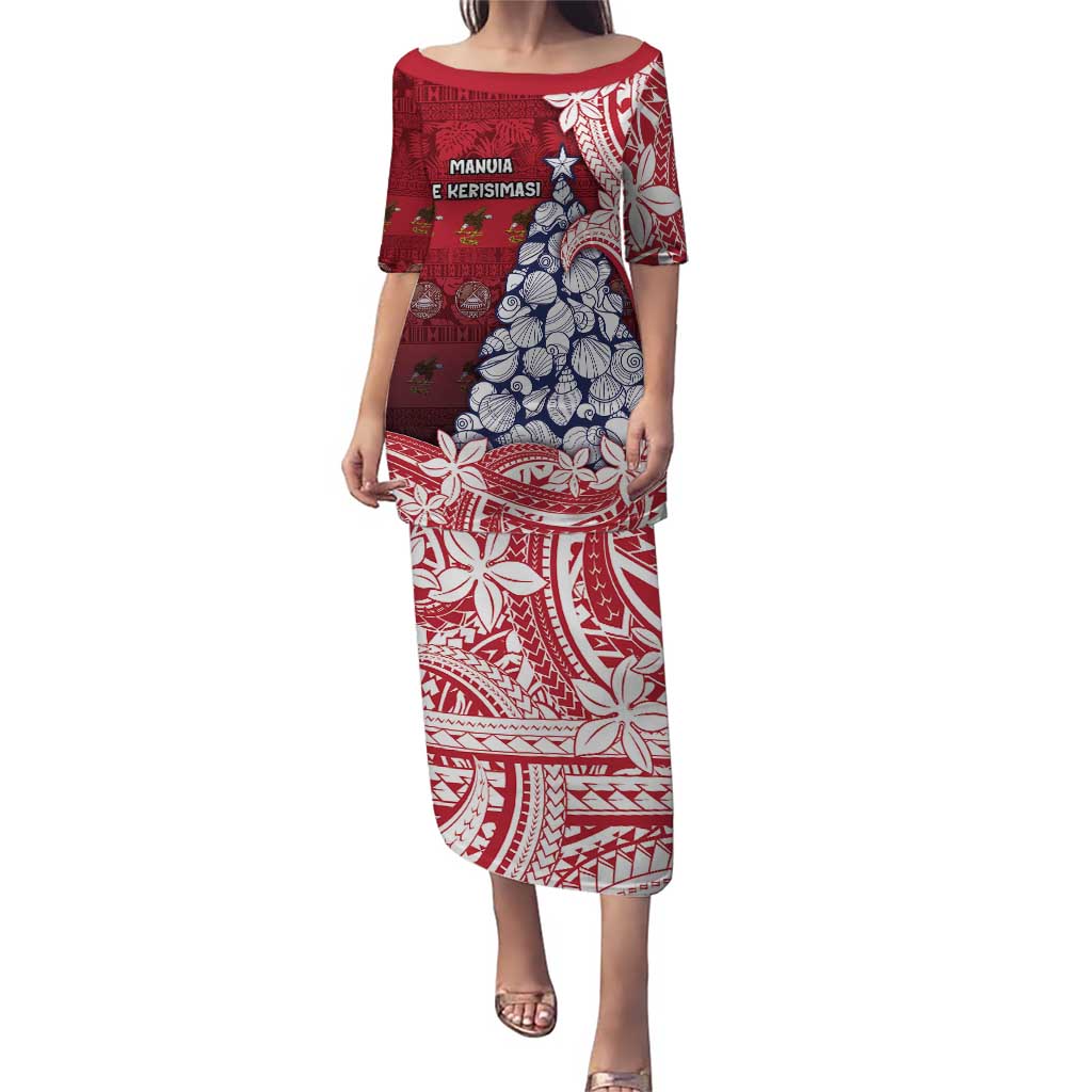 American Samoa Christmas Puletasi Seashell Xmas Tree Tribal Waves - Polynesian Pride