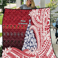 American Samoa Christmas Quilt Seashell Xmas Tree Tribal Waves - Polynesian Pride