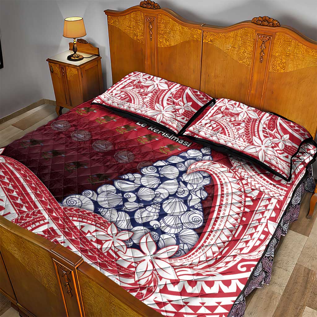American Samoa Christmas Quilt Bed Set Seashell Xmas Tree Tribal Waves - Polynesian Pride