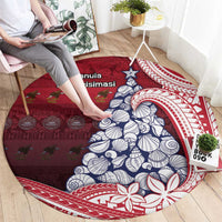 American Samoa Christmas Round Carpet Seashell Xmas Tree Tribal Waves DT05 - Polynesian Pride