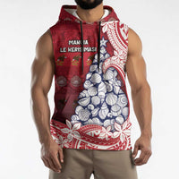 American Samoa Christmas Sleeveless Hoodie Seashell Xmas Tree Tribal Waves DT05 - Polynesian Pride