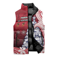 American Samoa Christmas Sleeveless Puffer Jacket Seashell Xmas Tree Tribal Waves DT05 - Polynesian Pride