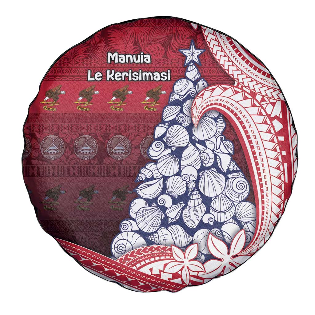 American Samoa Christmas Spare Tire Cover Seashell Xmas Tree Tribal Waves - Polynesian Pride