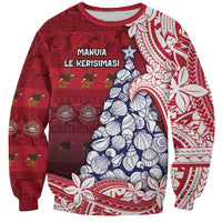 American Samoa Christmas Sweatshirt Seashell Xmas Tree Tribal Waves DT05 Unisex Red - Polynesian Pride