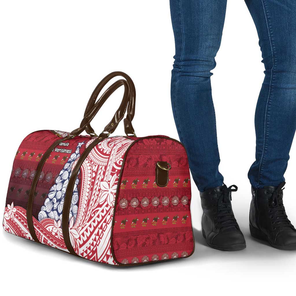 American Samoa Christmas Travel Bag Seashell Xmas Tree Tribal Waves - Polynesian Pride