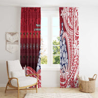 American Samoa Christmas Window Curtain Seashell Xmas Tree Tribal Waves DT05 - Polynesian Pride