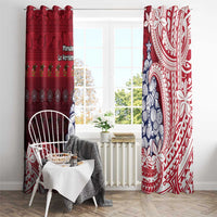 American Samoa Christmas Window Curtain Seashell Xmas Tree Tribal Waves DT05 - Polynesian Pride
