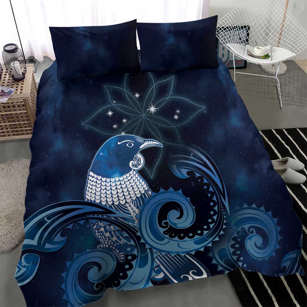 New Zealand Matariki Bedding Set Maori Tui Bird Blue Galaxy DT05 - Polynesian Pride