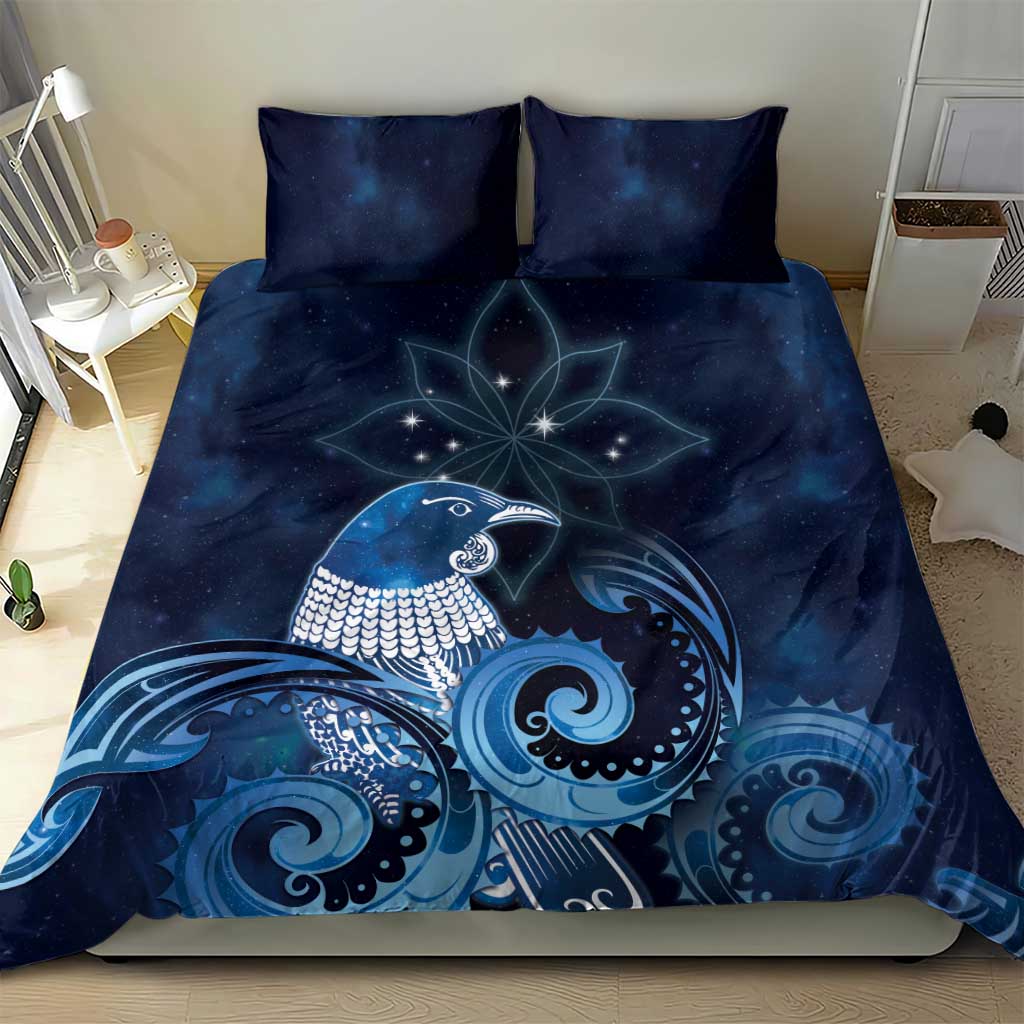 New Zealand Matariki Bedding Set Maori Tui Bird Blue Galaxy DT05 - Polynesian Pride