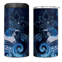 New Zealand Matariki 4 in 1 Can Cooler Tumbler Maori Tui Bird Blue Galaxy DT05 One Size: 16 oz Blue - Polynesian Pride