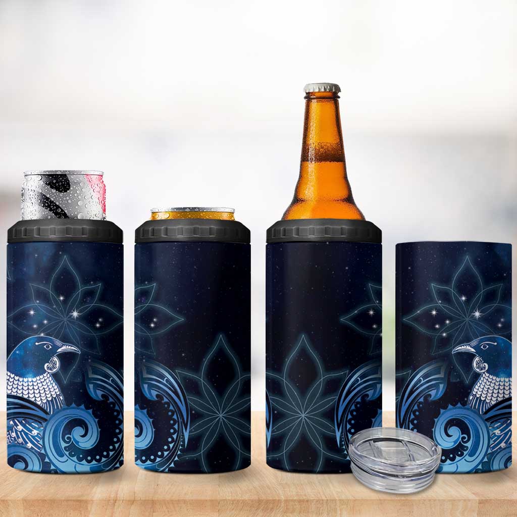 New Zealand Matariki 4 in 1 Can Cooler Tumbler Maori Tui Bird Blue Galaxy DT05 - Polynesian Pride